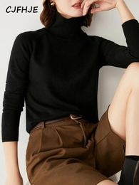 Women's Sweaters CJFHJE White Turtleneck Casual Autumn Winter Women Jumpers Knitted Purple Tops Pullovers Black Cashmere Sweater Female