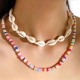 Pendant Necklaces Bohemian Colourful Bead Shell Necklace For Women Summer Short Beaded Collar Clavicle Choker Female 2023 Jewellery Gifts