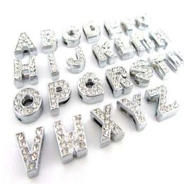 CHEAP 260Pcs Lot DIY Slide Letters With Rhinestone Charms For 10mm 8MM Pet Dog Collars 292i