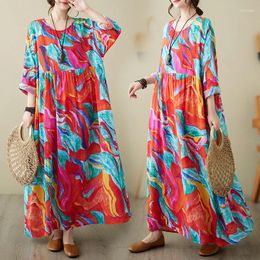 Casual Dresses 2023 Arrival Tie Dye Print Plus Size Oversize Autumn Dress Holiday Style Outdoor Tour Travel Women Spring Long