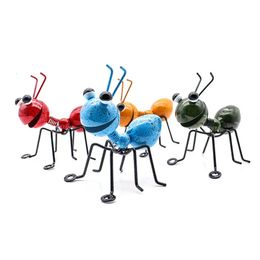 Decorative Objects Figurines 4pcs Patio Craft Yard Outdoor Garden Cute Insect Hanging Home Decor Gift Ornament Metal Ant Living Room Wall Art Sculpture 231012