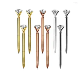 1000Pcs/Lot Big Diamond Crystal Ballpoint Pen Office School Wedding Gift Metal Rose Gold Custom Logo Name DIY Black Blue Ink