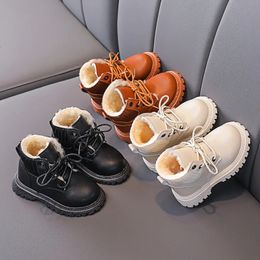 Boots Cosy Plush Lining Children Snow Anti skid Soft Bottom with A Grippy Material Baby Toddler Boys Girls Winter Shoes E08061 231012