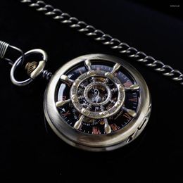 Pocket Watches Bronze Rudder Pirate Theme Mechanical Watch Vintage Steampunk Necklace Roman Digital Dial For Men And Women