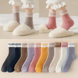 Athletic Socks Coral Plush Stockings Medium Tube Insulation Sleep Cold Resistant Floor Winter Women