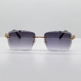 Diamond Cut Sunglasses Vintage Panther Rimless Sun Glasses Luxury Designer Carter Shades Eyewear Mens Retro Eyeglasses Uv400 Protect Lens Lentes De Sol Mujer WW