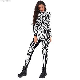 Theme Costume Geometry Printing Holiday Party Bodysuit Women's Jumpsuit Carnival Party Stretch Casual Wear Cosplay Come Sexy Jumpsuit T231013