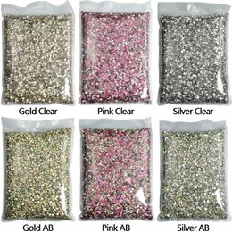 Nail Art Decorations 10bagsLot Top Glitter Glass Crystal AB Non Fix s All Size FlatBack Sewing Fabric Garment 231012