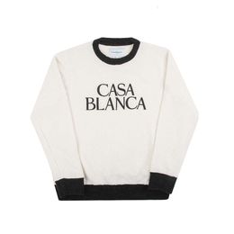 Casablanca fleece sweatshirts men and women designer polar Colour matching round neck sweater plush tops