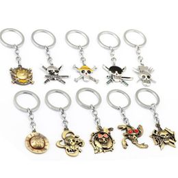 MS Jewellery Anime ONE PIECE Keychain Car Charm Key Chain Luffy Zoro Sanji Nami Key Ring Holder Chaveiro Pendant256u