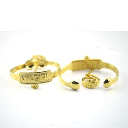 s New Fashion 9 k Solid Fine Yellow Gold GF Baby Bracelet Letter My-Girl Bangles With chain Ring Daughter Gift Jewelry245P