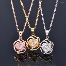Pendant Necklaces SINLEERY Crystal Inside Hollow Rose Flower Necklace Choker Chain Women Fashion Jewellery XL097