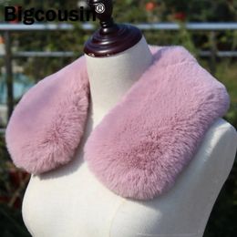 Scarves Faux Fur Collar 55cm Super Luxury Fluffy Soft Women Men Kids Fur Scarves Thicken Jackets Coat Fur Decor Warm Shawls Wraps 231012