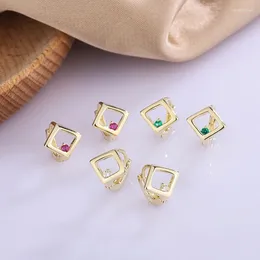 Hoop Earrings Wholesale Gold Color Geometric Colorful Zircon For Women Simple Fashion Creative Jewelry Accessories Gifts