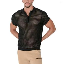Men's Polos Shirt Summer Solid Color Trend Loose Knitted Short Sleeve Fashion Casual Polo Ropa De Hombre