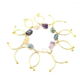 Bracciale alla moda intrecciato a mano in filo di rame avvolgente cristallo naturale pietra grezza energia per le donne gioielli Pulseira regolabili al quarzo Reiki