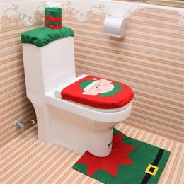 Toilet Seat Covers 3pc set Christmas Santa Claus Cover Rug Home Decoration Lid Case Bathroom Mat Xmas Decorative Gift12608