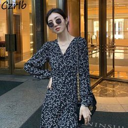 Casual Dresses Long Sleeve Dress Women Korean Fashion Girls All-match Vestidos Classic Lady Spring Floral Bf Ulzzang Streetwear Tender