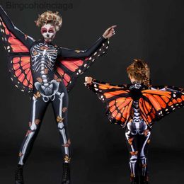 Theme Costume Kids Halloween Come Skeleton Scary Butterfly Sh Halloween Comes Children Jumpsuit Carnival Adult Party Disfraz jerL231013