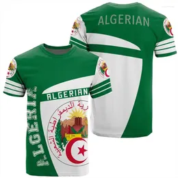 Men's T Shirts ALGERIA Men Shirt Custom Festival Tshirt Arabic Algerie Flag Print Text French Jersey Children Tee Young Top