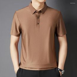 Men's Polos Summer Short-sleeved Polo Shirt Thin Style Loose Fit Fashionable Urban Business Casual Ropa Para Hombre Waffle Grid