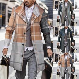 Men's Jackets Shirts Trading Winter Mens Co 3d Digital Lapel Plaid Printed Woollen Jacket Coat Soft Autumn Long For Medium Men