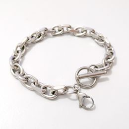 8mm Wide Stainless Steel Rolo Link Chain Bracelet Bangle For Mens Women 8inch/9inch Silver