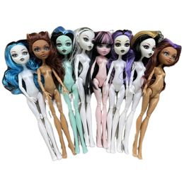 Dolls Multi Joints Movable Doll Body Toy 23cm To Fit Many Heads White Green Brown Purple Monstering High Cat heads 231013