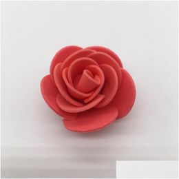 Decorative Flowers Foam 3.5Cm Fake Rose Head Diy Baby Shower Decoration Pography Prop Dhxnm