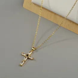 Pendant Necklaces CottvoMinimalist Gold Plated Cross Petite Exquisite Baguette Zircon Clavicle Chain For Women Jewellery