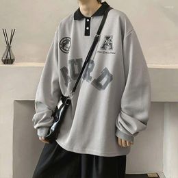 Men's Polos T Shirt For Man Aesthetic Baggy Printed Clothing Winter Top Polo Bulk Casual Japan Korean Autumn Original 90s Vintage Tee