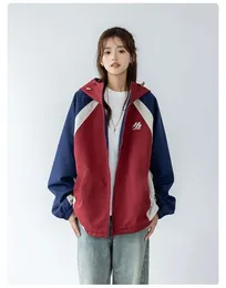 Women's Trench Coats Oversized Track Jackets Women Hip Hop Korean Streetwear Windbreaker Colour Block Jacket Autumn Winter Thin Coat