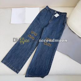 Women Vintage Blue Jeans High Waist Denim Pants Designer Jean Pants with Pocket Casual Style Pants