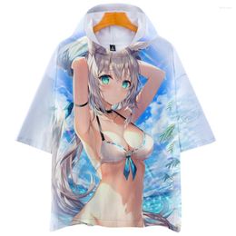 Men's T Shirts HOLOLIVE VTuber Kawaii Shirakami Fubuki 3D Hoodie T-shirts Men Harajuku Summer Oversized Shirt Short Sleeve Tees