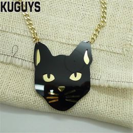 New fashion jewelry Black Cat Head large pendant necklace for women hip phop man Animal necklace for summer accessories267A