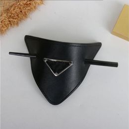 2022 European and American leather letters Hair Clips & Barrettes triangle hairpin headgear 2 colors optional female high quality 289P
