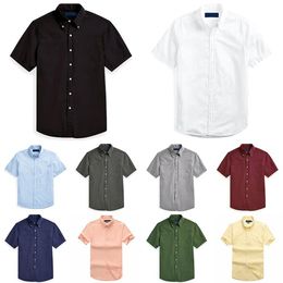 Short Sleeve Shirts Mens Designer Business Dress Shirt Fashion Casual Shirt Men Slim Fit Stripe Womens small horse Man t Solid Col202I