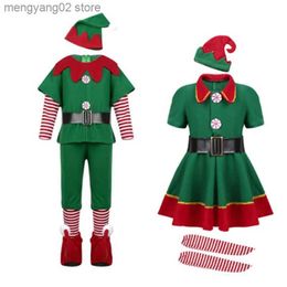 Theme Costume Family Christmas Santa Claus Come for Girls Boys Green Elf Cosplay New Year Fancy Outfit Christmas Come for Children Adult T231013