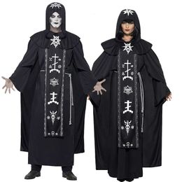 Cosplay Wizard Horror Grim Reaper Costume Women Men Monk Cloak Robe Priest Witch Dress Skeleton Zombie Halloween Purim Party Fancy