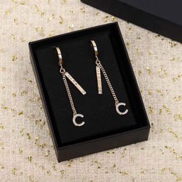 2022 Top quality Charm dangle drop earring with diamond and pendant design in 18k gold plated for women wedding jewelry gift have 1956