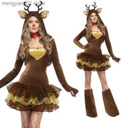 Theme Costume Reindeer Cosplay Comes Christmas Female Japanese Style Lovely Brown Festival Celebration Performance Conjoined Skirt Suit T231013