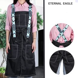 Aprons Long Fashion Nylon Waterproof Apron Coffee Shop Hairdresser Florist Work Clothes Adjustable Nail Salon Apron 231013