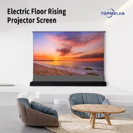 16:9 Motorized Floor Rising Projection Screen 120 Inch Black Diamond ALR Projector Screen For XGIMI Horizon Pro 4K Projector