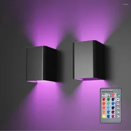 Wall Lamp Square Led Lights Aisle Corridor Dimmable Multicolor Up Down With Infrared Remote Control