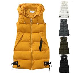 Women's Vests Waistcoat Sleeveless Mid Length Hooded Padded Jacket For Autumn And Womens Lightweight Coat Coats Women With Hood