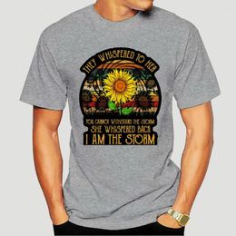 Men's T Shirts Sunflower Peace Sign They Whispered To Her You CanT Withstand Theharajuku Streetwear Shirt Ment-Shirt-4767D