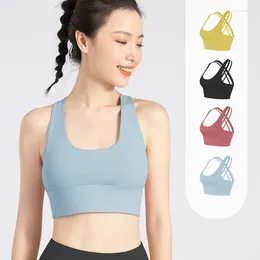 Yoga Outfit Women Running Breathable Bar Back Cross Shockproof Sport Underwear Strong Support Clothes Vest