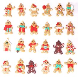 Christmas Decorations 24pcs/set Gingerbread Man Ornaments for Christmas Tree Assorted Plastic and for Christmas Hanging Decorations 2024 Year Gift 231013