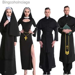 Theme Costume Nun Sister Habit Come Father Priest Bishop Come Christian Pastor Cosplay Halloween Carnival Religious Fancy Party Dress UpL231013