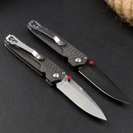 High Quality BM485 EDC Pocket Folding Knife D2 Drop Point Black Coated/Satin Blade Carbon Fibre Handle Gift Knives With Retail Box